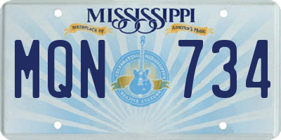 MS license plate MQN734