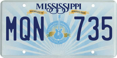 MS license plate MQN735