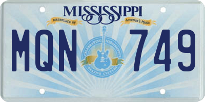 MS license plate MQN749