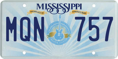 MS license plate MQN757