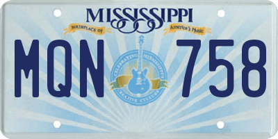 MS license plate MQN758