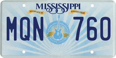 MS license plate MQN760