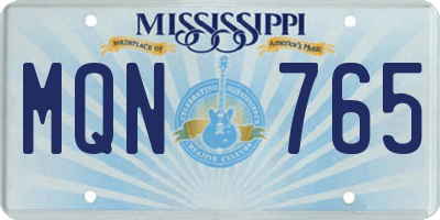 MS license plate MQN765