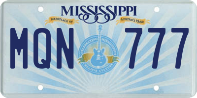 MS license plate MQN777