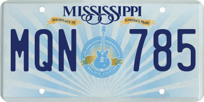 MS license plate MQN785