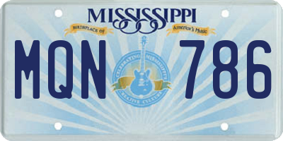 MS license plate MQN786