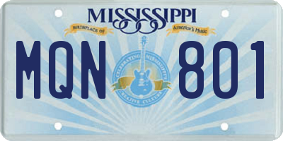 MS license plate MQN801