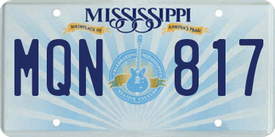 MS license plate MQN817