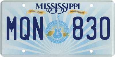 MS license plate MQN830