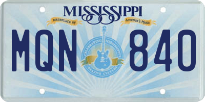 MS license plate MQN840