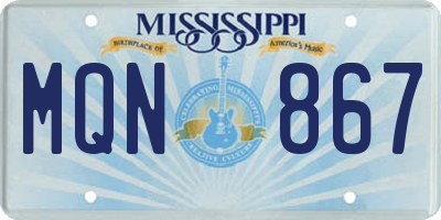 MS license plate MQN867