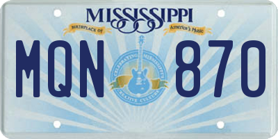 MS license plate MQN870