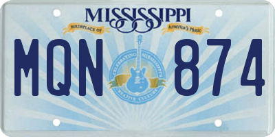 MS license plate MQN874