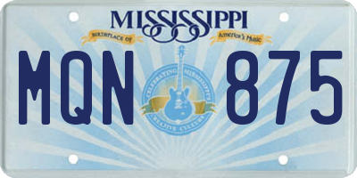 MS license plate MQN875