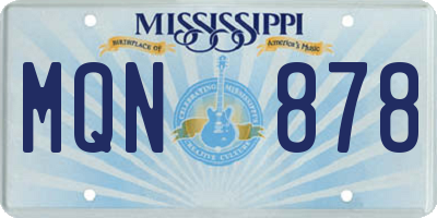 MS license plate MQN878