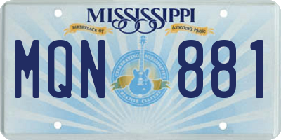 MS license plate MQN881