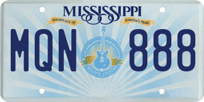 MS license plate MQN888