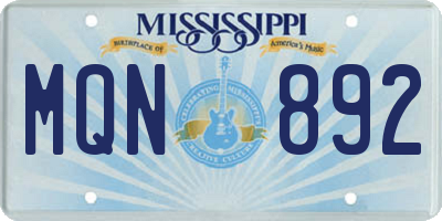 MS license plate MQN892