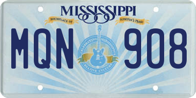 MS license plate MQN908