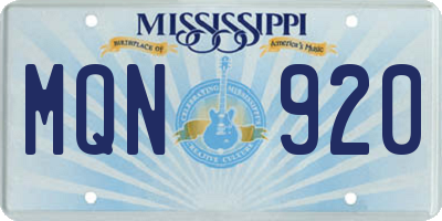 MS license plate MQN920