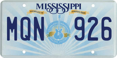 MS license plate MQN926