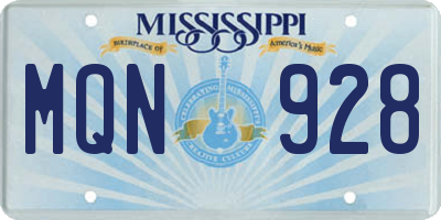 MS license plate MQN928