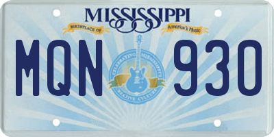 MS license plate MQN930