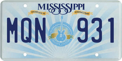 MS license plate MQN931
