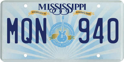MS license plate MQN940