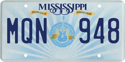 MS license plate MQN948