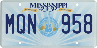 MS license plate MQN958