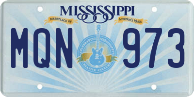 MS license plate MQN973