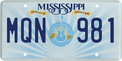 MS license plate MQN981