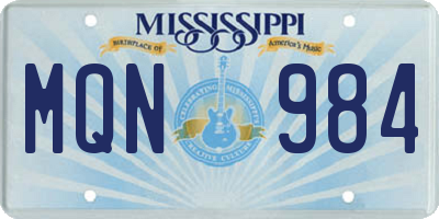 MS license plate MQN984