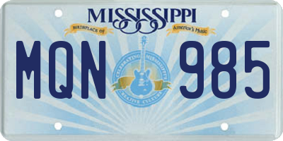MS license plate MQN985