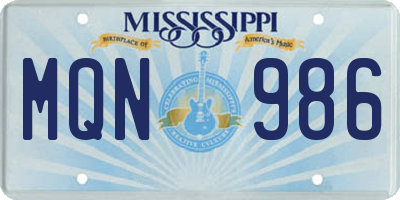 MS license plate MQN986