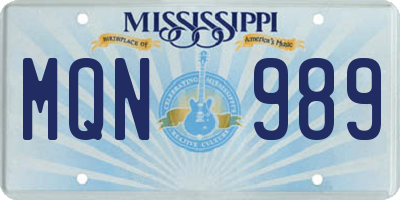 MS license plate MQN989