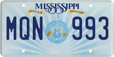 MS license plate MQN993