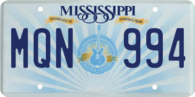 MS license plate MQN994