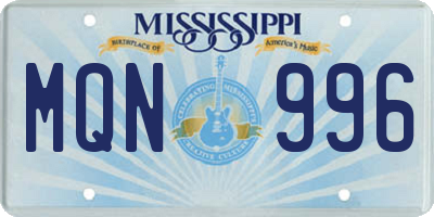 MS license plate MQN996