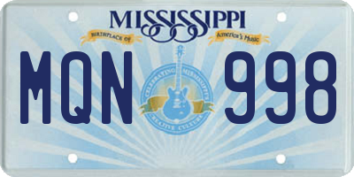 MS license plate MQN998