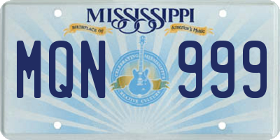 MS license plate MQN999