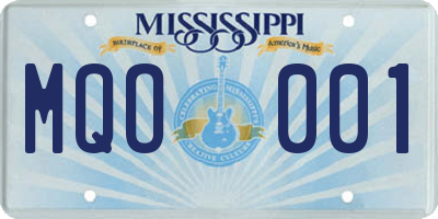 MS license plate MQO001