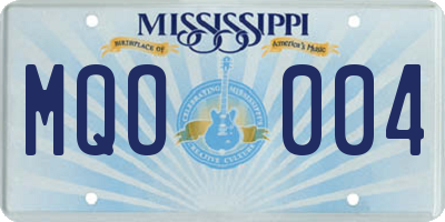 MS license plate MQO004
