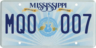 MS license plate MQO007