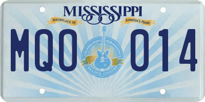 MS license plate MQO014
