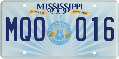 MS license plate MQO016