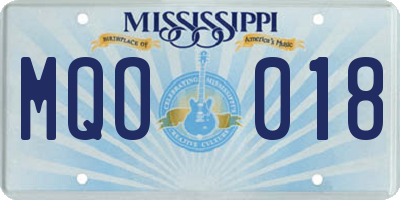 MS license plate MQO018