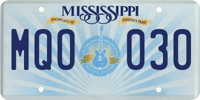 MS license plate MQO030