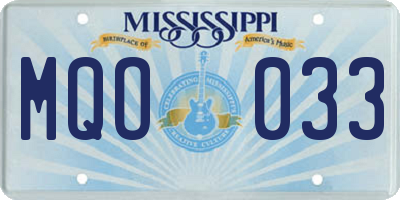 MS license plate MQO033